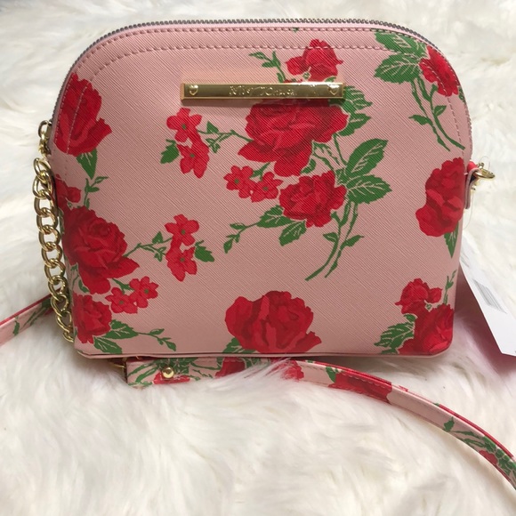 Betsey Johnson Handbags - Betsy Johnson Dome Crossbody pink floral print NWT